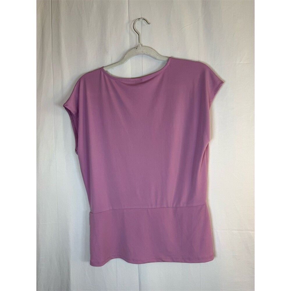 Ann Taylor Factory Blouse Womens Size M Purple V-Neck Peplum Top - Picture 7 of 8